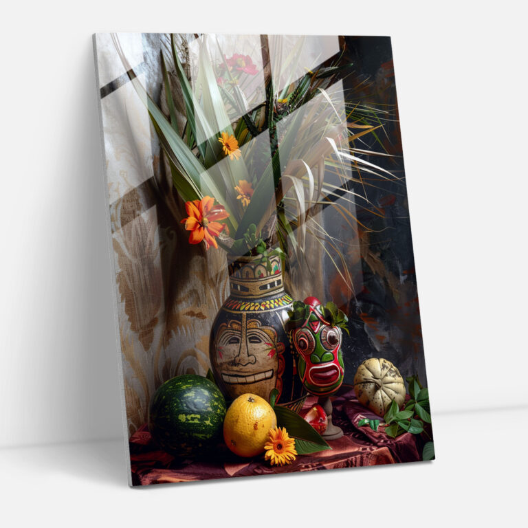 Frida Kahlo Tarzı Ev Dekorasyonu - Frida Kahlo Eserleri Modern Sanat Yerli Semboller Cam Tablo