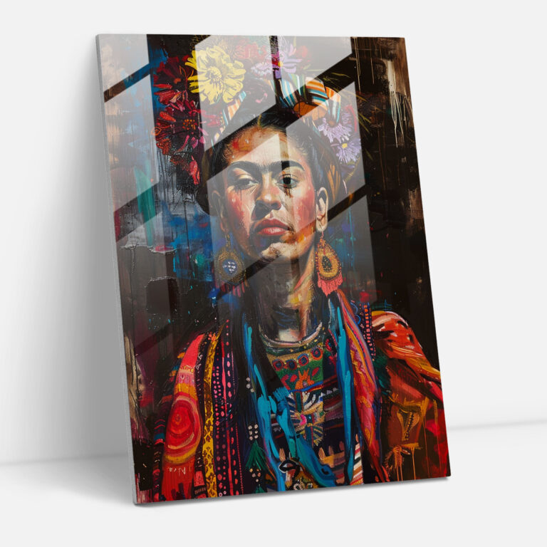 Frida Kahlo Tarzı Modern Sanat - Frida Kahlo Eserleri Duvar Dekorasyonu Cam Tablo Ev Dekorasyonu