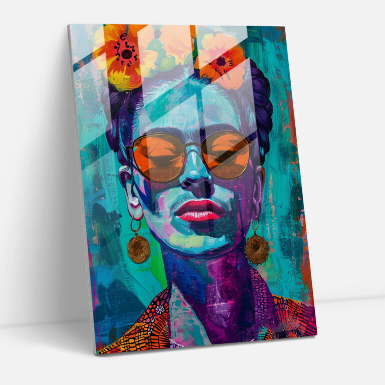 Frida Kahlo Tarzı Cam Tablo - Frida Kahlo Eserleri Modern Sanat