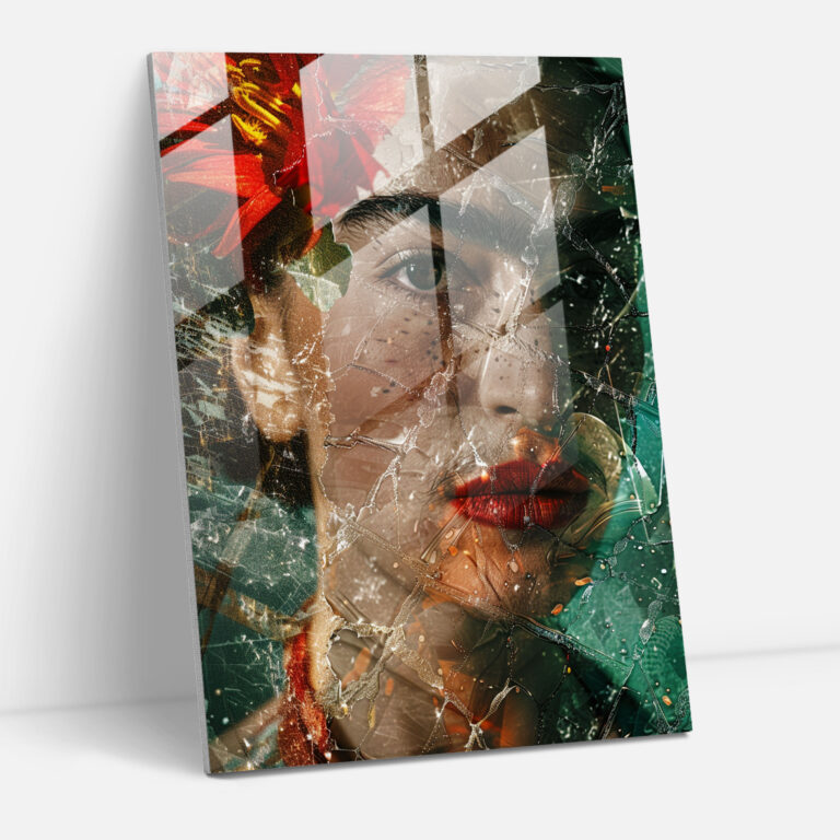 Frida Kahlo Tarzı Cam Duvar Sanatı - Frida Kahlo Eserleri Duvar Dekorasyonu Cam Duvar Sanatı Sürreal Öz Portre