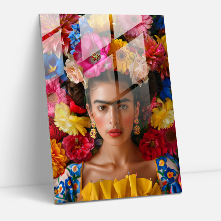 Frida Kahlo Tarzı Cam Tablo - Frida Kahlo Eserleri Cam Sanatı Modern Sanat Duvar Dekorasyonu