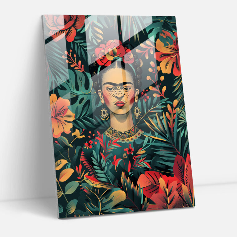 Frida Kahlo Tarzı Cam Tablo - Frida Kahlo Eserleri Cam Duvar Sanatı Ev Dekorasyonu Duvar Dekorasyonu