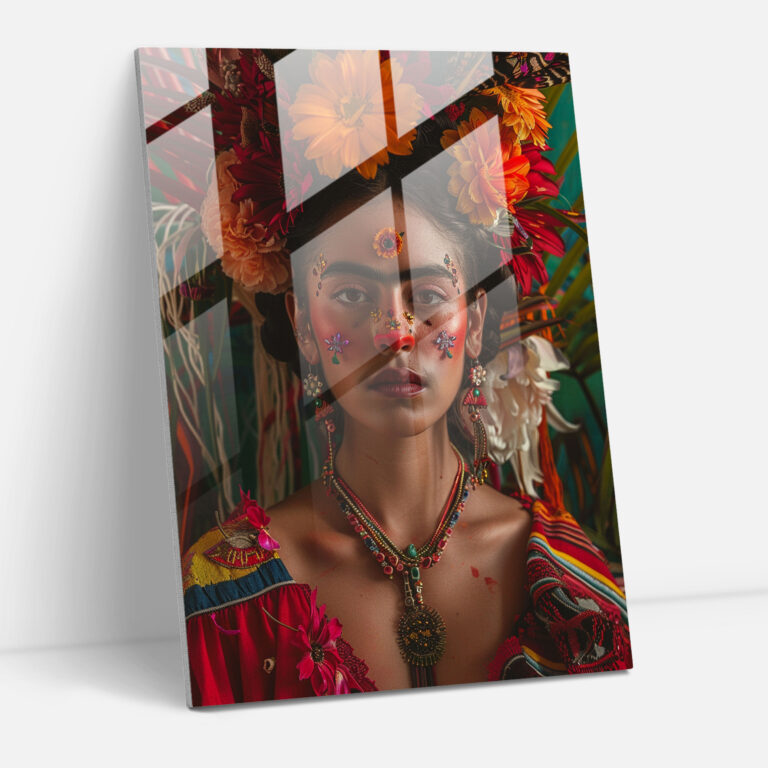 Frida Kahlo Tarzı Cam Sanat - Frida Kahlo Eserleri Cam Duvar Sanatı Duvar Dekorasyonu