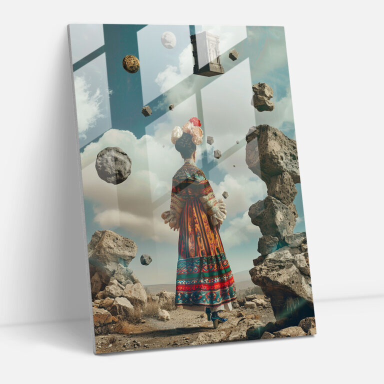 Frida Kahlo Tarzı Cam Tablo - Frida Kahlo Eserleri Duvar Dekorasyonu