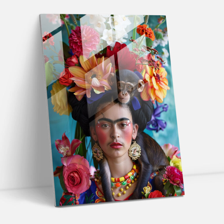 Frida Kahlo Tarzı Cam Tablo Baskı - Frida Kahlo Eserleri Cam Tablo Ev Dekorasyonu