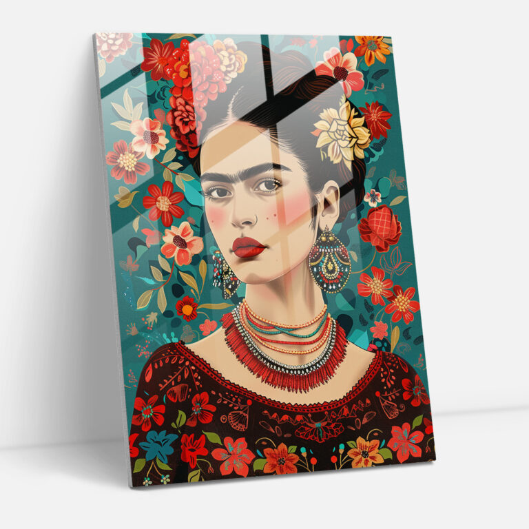 Frida Kahlo Tarzı Modern Sanat - Frida Kahlo Eserleri Ev Dekorasyonu Portre Cam Tablo