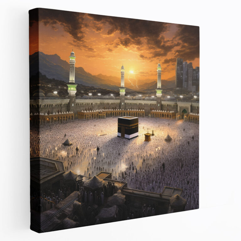 Kaaba Güneş Doğuşu Kanvas Tablo - Duvar Dekorasyonu Kanvas Tablo Duvar Sanatı
