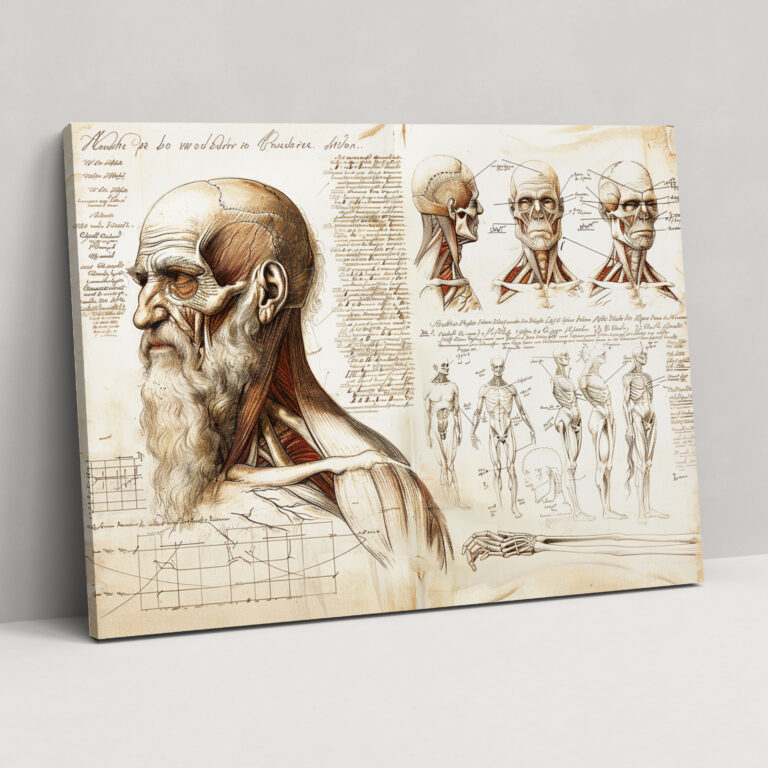 Leonardo Da Vinci Anatomi Çalışmaları Kanvas Tablo - Duvar Sanatı - Duvar Dekorasyonu