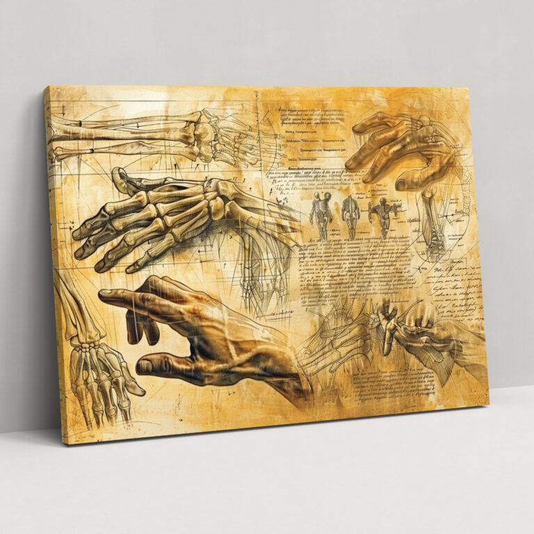 Anatomik El Kanvas Tablo - Leonardo Da Vinci Duvar Sanatı