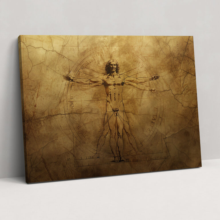 Leoanardo Da Vinci'nin Vitruvius Adam Tablo Baskısı - Duvar Dekorasyonu Kanvas Tablo Duvar Sanatı