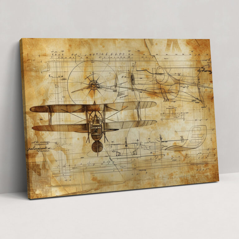 Leonardo Da Vinci'nin Uçuş İcadı Eskizleri Kanvas Tablo - Ev Dekorasyonu ve Duvar Sanatı