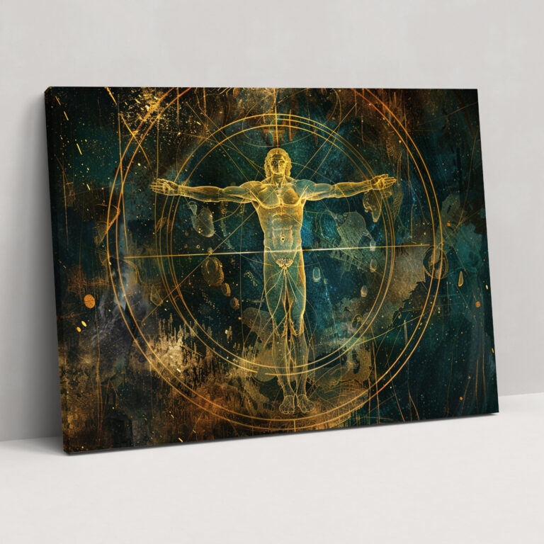 Vitruvian Man Göksel Duvar Sanatı - Leonardo Da Vinci Kanvas Duvar Tablosu