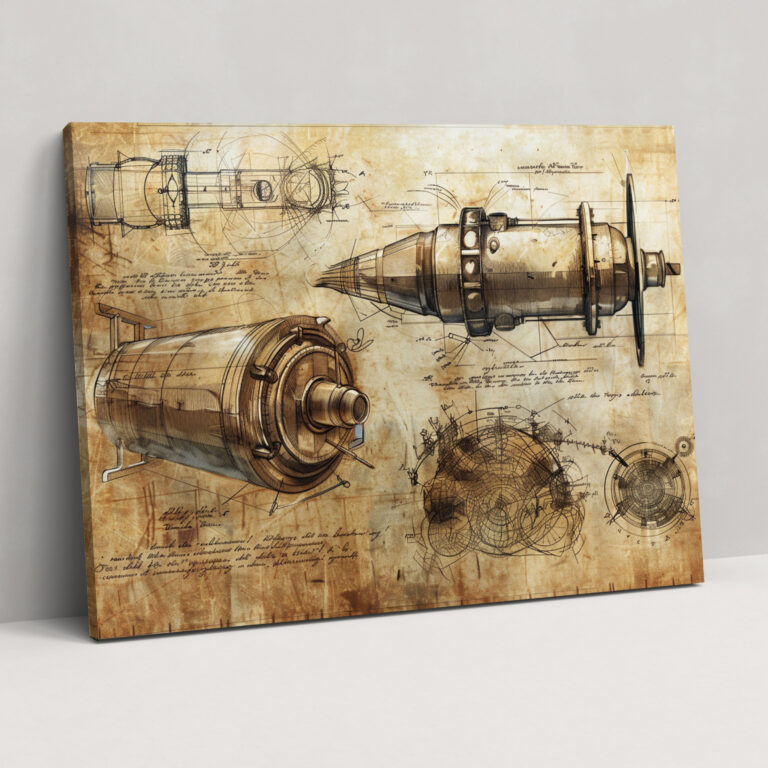 Leonardo Da Vinci Kanvas Tablo - Mühendislik Çizimleri Duvar Sanatı - Leonardo Da Vinci Duvar Sanatı Kanvas Duvar Sanatı Kanvas