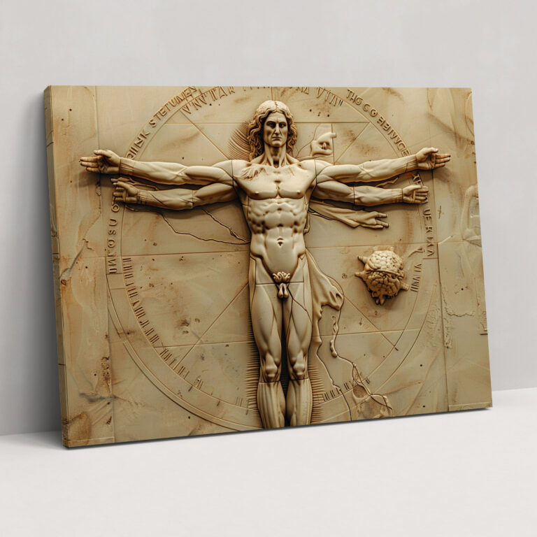 Leonardo Da Vinci Vitruvian Man Duvar Dekorasyonu - Kanvas Tablo Ev Dekorasyonu