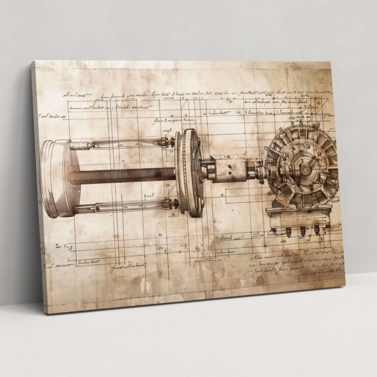Leonardo Da Vinci Mekanik Buluş Kanvas Tablo - Duvar Sanatı Ev Dekorasyonu
