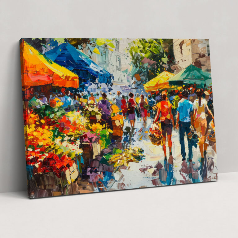 Market Meydanı Leonid Afremov Kanvas Tablo - Ev Dekorasyonu için Duvar Sanatı