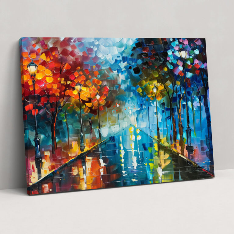 Leonid Afremov Şehir Manzarası Kanvas Tablo - Ev Dekorasyonu ve Duvar Süsleme için Canvas Duvar Sanatı