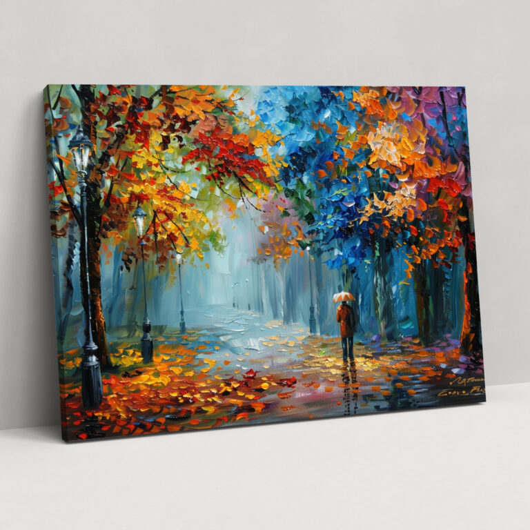 Leonid Afremov Sonbahar Manzara Duvar Sanatı - Kanvas Tablo Ev Dekorasyonu