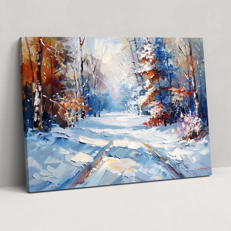 Kış Manzaralı Leonid Afremov Kanvas Tablo - Leonid Afremov Kanvas Duvar Sanatı Duvar Dekorasyonu