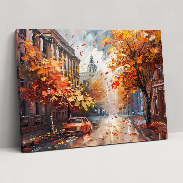 Leonid Afremov Sonbahar Şehir Sokak Duvar Sanatı - Kanvas Tablo Duvar Dekorasyonu