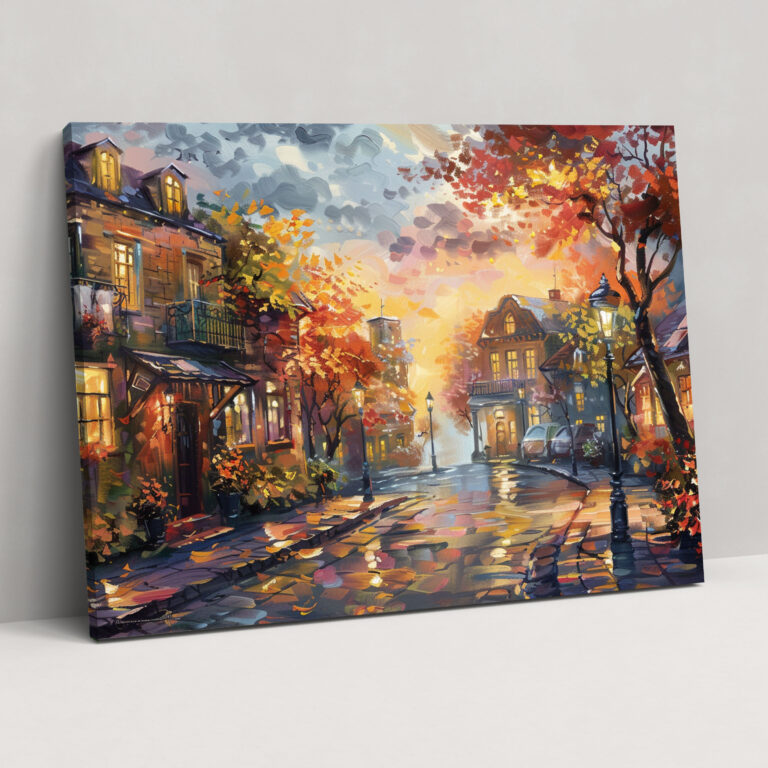Leonid Afremov Köy Günbatımı Kanvas Tablo - Leonid Afremov Kanvas Tablo Duvar Sanatı Tablo