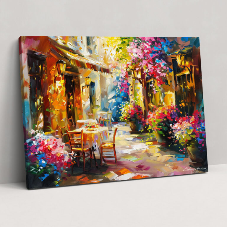 Kafe Çiçekleri Duvar Dekorasyonu - Leonid Afremov Kanvas Tablo Sanatı Ev Dekorasyonu