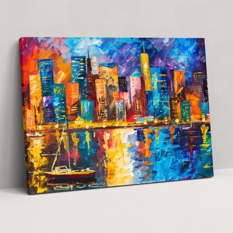 Leonid Afremov Şehir Manzaralı Kanvas Tablo Duvar Sanatı - Ev Dekorasyonu için Leonid Afremov Eseri