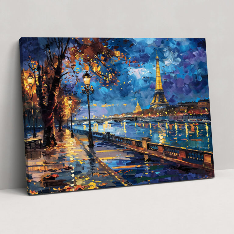 Leonid Afremov Paris Manzaralı Kanvas Tablo Duvar Sanatı - Ev Dekorasyonu Duvar Süsü