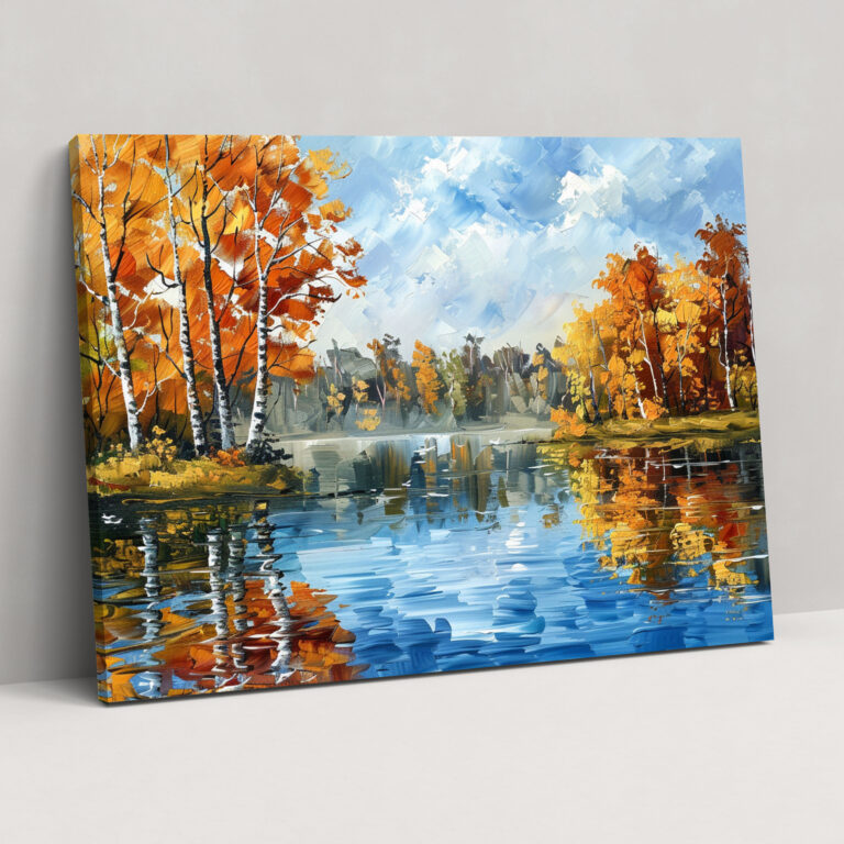 Sonbahar Gölü Kanvas Tablo - Leonid Afremov Duvar Sanatı Kanvas duvar sanatı