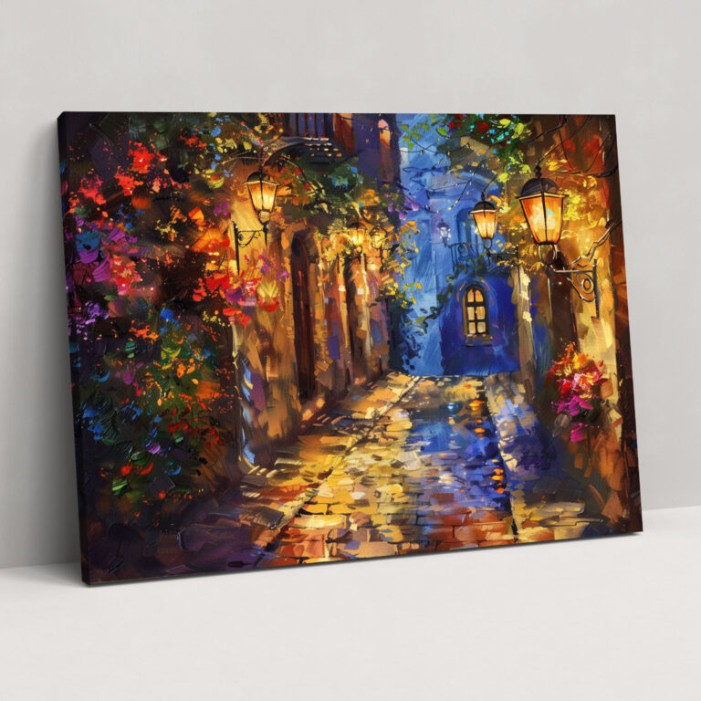 Lantern Işığında Sokak Aralığı Kanvas Tablo - Leonid Afremov Duvar Dekorasyonu