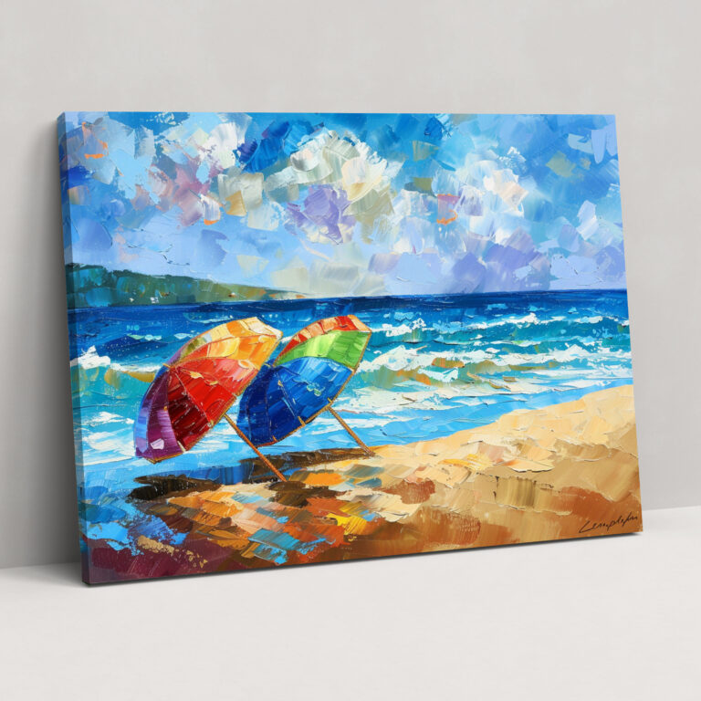 Huzurlu Plaj Leonid Afremov Kanvas Tablo - Leonid Afremov Kanvas Duvar Sanatı Duvar Dekorasyonu