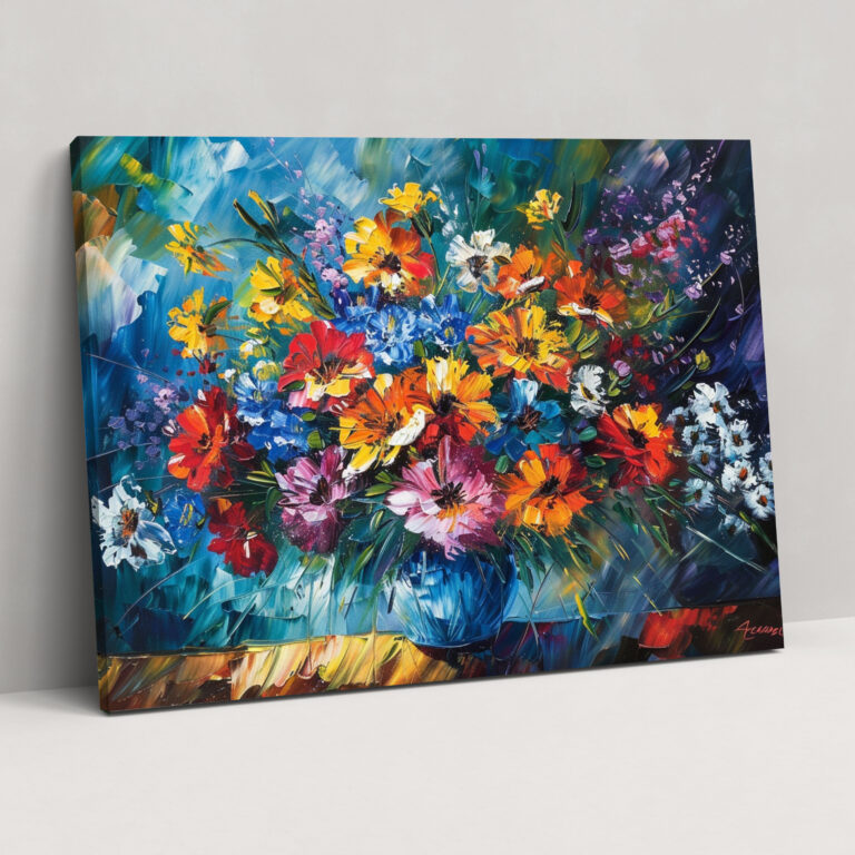Canlı Çiçekler Leonid Afremov Kanvas Tablo - Leonid Afremov Kanvas Tablo Duvar Sanatı