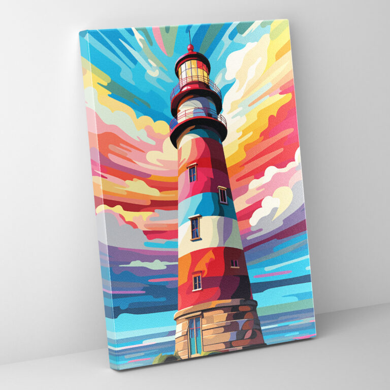 Pop Art Deniz Feneri Duvar Dekorasyonu - Deniz Feneri Pop Art İllüstrasyon Duvar Sanatı Duvar Dekorasyonu
