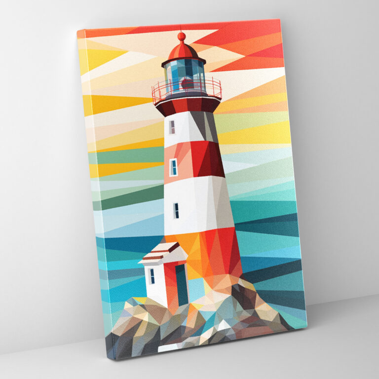 Deniz Feneri Duvar Dekoru - Modern Grafik Tasarım Duvar Süsleme Dikkat Çekici