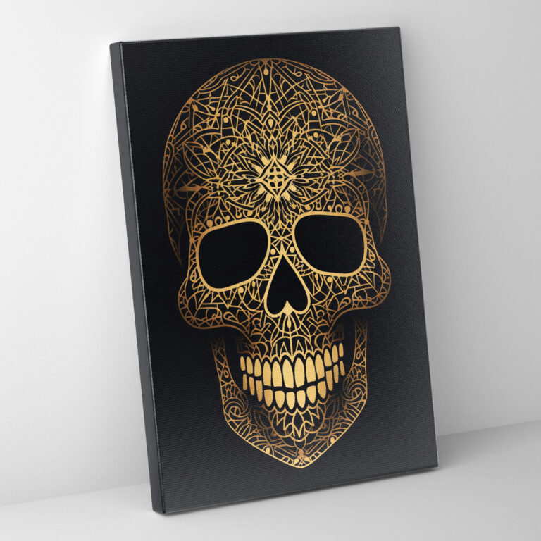 Los Muertos Duvar Sanatı - Kafatası Geometrik Desenler Duvar Dekorasyonu