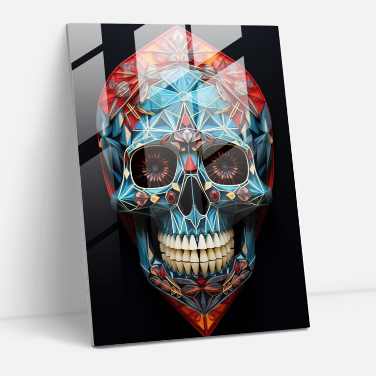 Los Muertos Geometrik Cam Tablo - Duvar Dekorasyonu için Los Muertos Temalı Cam Duvar Sanatı