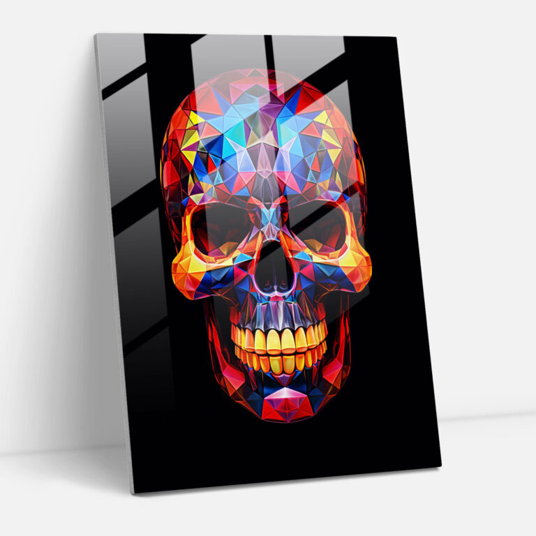 Los Muertos Geometrik Cam Tablo - Canlı iskelet şekilleri Ev Dekorasyonu Duvar Dekorasyonu