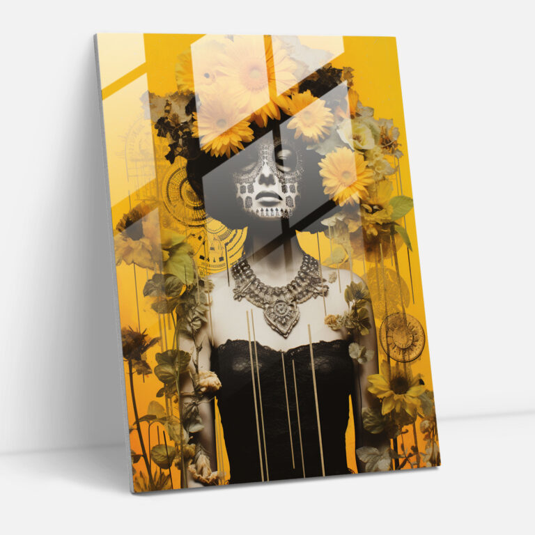 Los Muertos Cam Sanatı - Los Muertos Papel Picado Ev Dekorasyonu Kolaj Sanatı