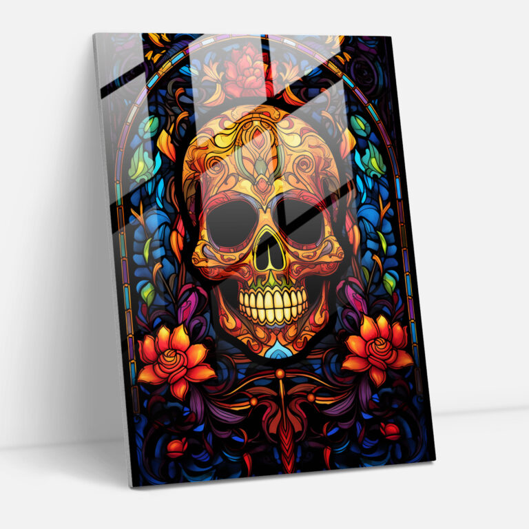 Ölüler Günü Vitray Sanatı - Los Muertos Ev Dekorasyonu Modern Sanat Çiçekler