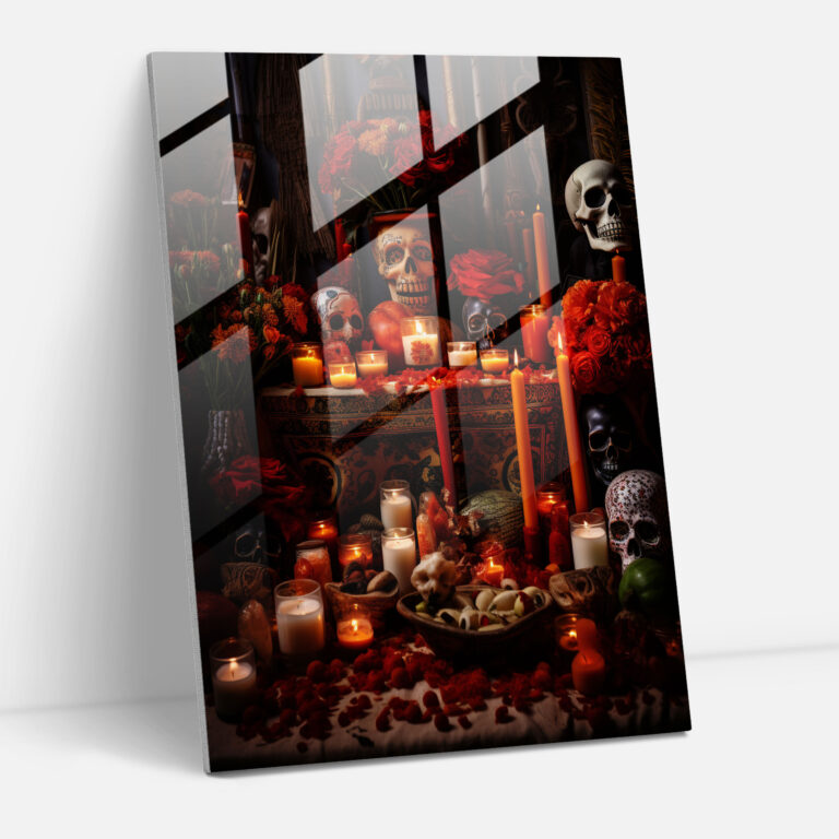 Altar Anma Cam Tablosu - Los Muertos Ruhsallık Cam Duvar Sanatı