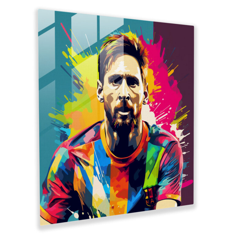 Lionel Messi Cam Tablo - Pop Sanat Esintili Cam Tablosu - Lionel Messi Cam Tablo Pop Sanat Esintili Cam Sanatı
