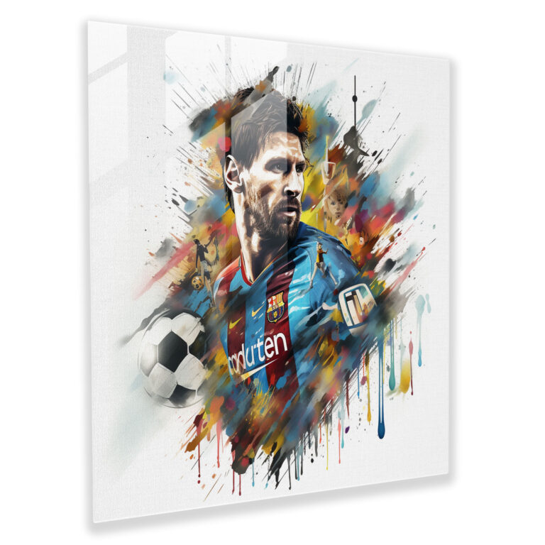 Lionel Messi Cam Tablo - Efsanevi Kolaaj Sanat Eseri - Lionel Messi Efsanevi Kolaaj Sanat Eseri Cam Duvar Sanatı Yetenek
