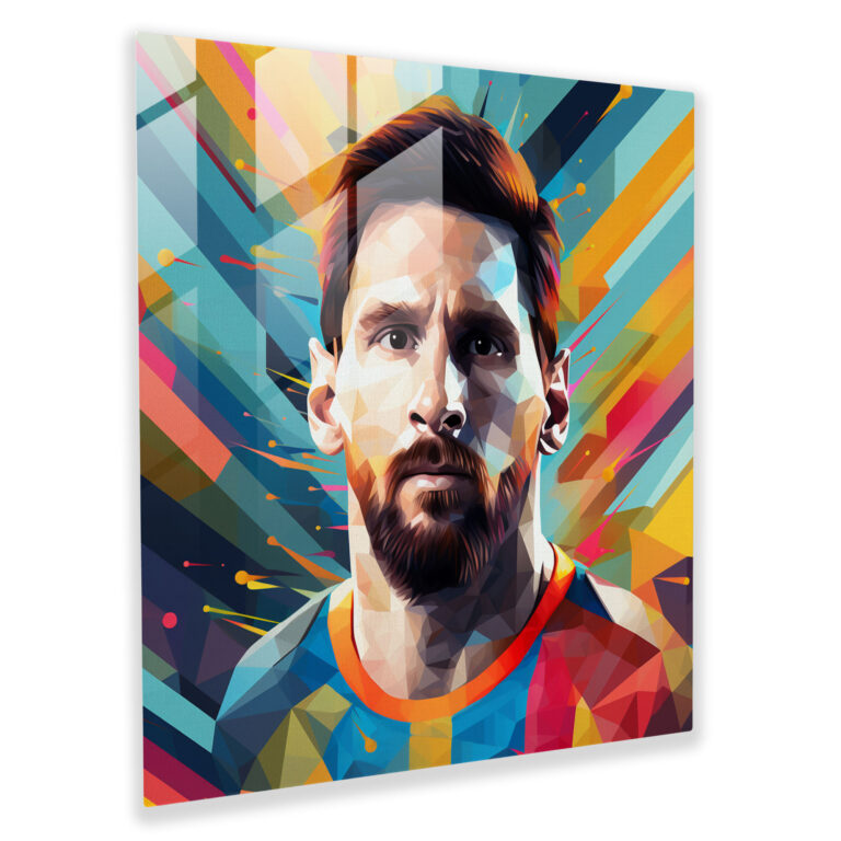Geometrik Cam Tablo - Lionel Messi - Modern Sanat Duvar Dekorasyonu