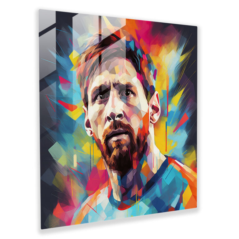 Pop Art Cam Tablo - Lionel Messi İkonu - Lionel Messi Ev Dekorasyonu Cam Duvar Sanatı Duvar Dekorasyonu