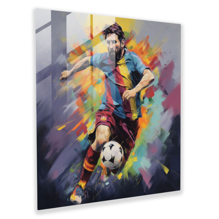 Etkileyici Cam Tablo - Lionel Messi Hareket Halinde - Duvar Dekorasyonu Cam Duvar Sanatı