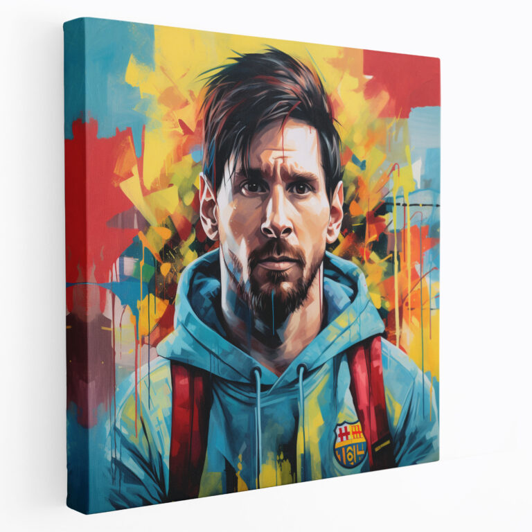 Lionel Messi Graffiti Duvar Dekorasyonu - Kanvas Tablo Duvar Sanatı
