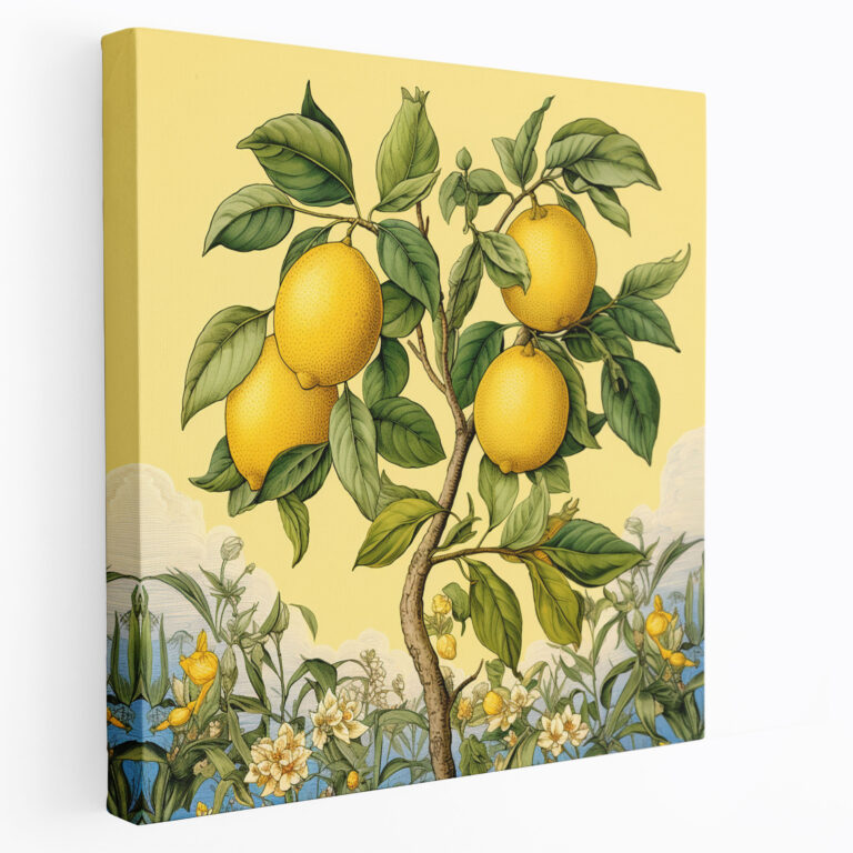 Limon Ağacı Tablo Sanatı - Limon Ağacı Vintage Zarafet Duvar Dekorasyonu Kanvas Tablo Sanatı