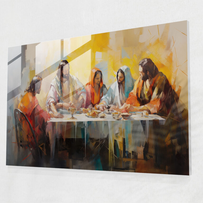 Modern Soyut Cam Tablo - İsa'nın Son Akşam Yemeği - İsa'nın Son Akşam Yemeği Cam Tablo Modern Sanat