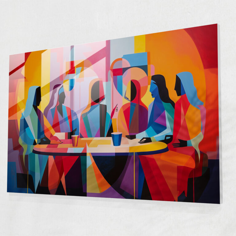 İsa Mesih'in Son Akşam Yemeği Çağdaş Cam Sanatı - İsa Mesih'in Son Akşam Yemeği Cam Duvar Sanatı Sembolik Temsil