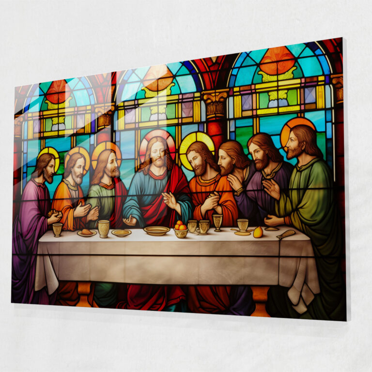 İsa'nın Son Akşam Yemeği Cam Tablosu - İsa'nın Son Akşam Yemeği Cam Sanatı Cam Duvar Sanatı